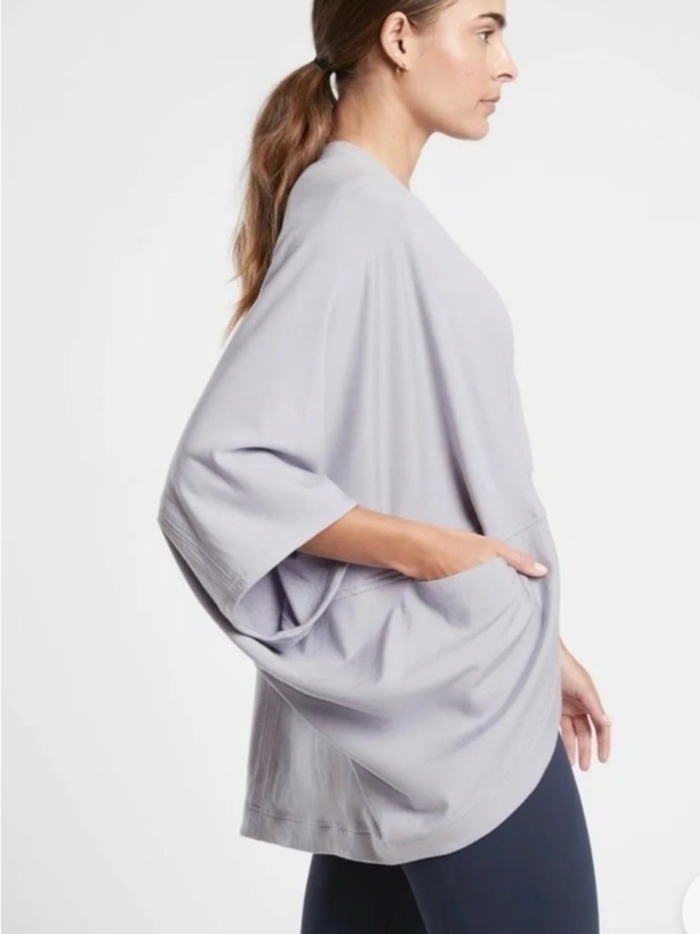 Athleta cocoon Soft  Gray Draped Pocket Tunic jacket sport